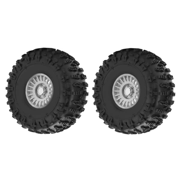 2-pack RC Bil Aluminiumlegering Däck Stark Dämpning Gummihjul Silver