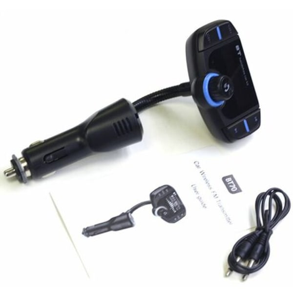 Bluetooth-sender til bil med skærm, sæt MP3-afspiller senderadapter til 2 USB-porte, mp3 USB-flashdrev