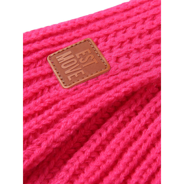 Unisex stickad halsduk för barn Bokstavsmönster Halsduk Halsvärmare sjal för höst och vinter Rose Red One Size