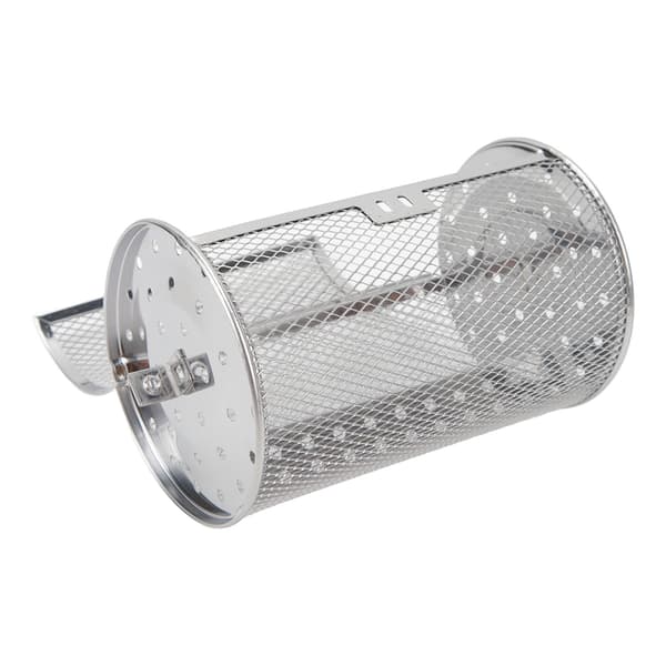 Roterende grillkurv i rustfritt stål, 18 cm høyde, for camping, piknik, gaffel, trådnettsylindergrill