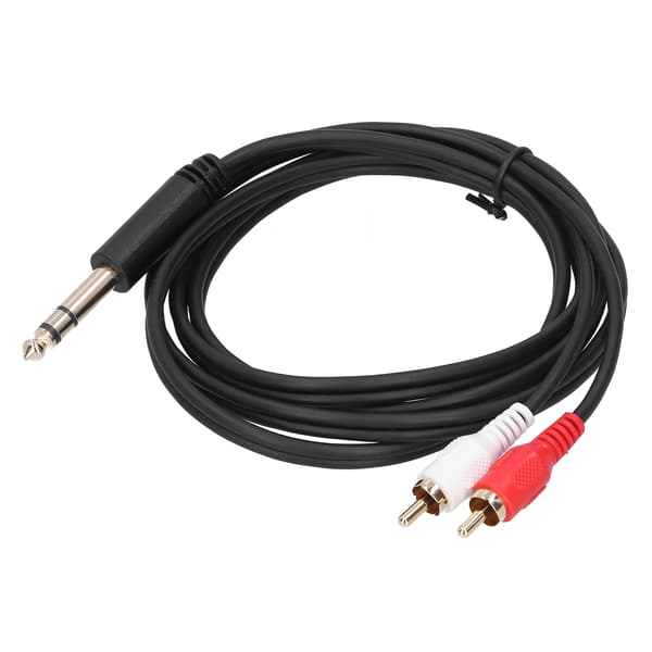 6,35 mm han til dobbelt RCA han lydkabel 1,5 m adapter konverter splitter
