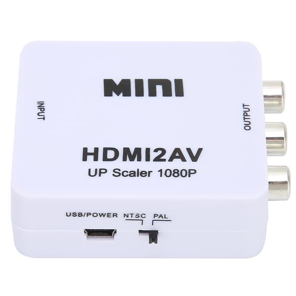 HDMI til AV Konverter Adapter RCA Splitter Switcher 1080P til TV Hvid