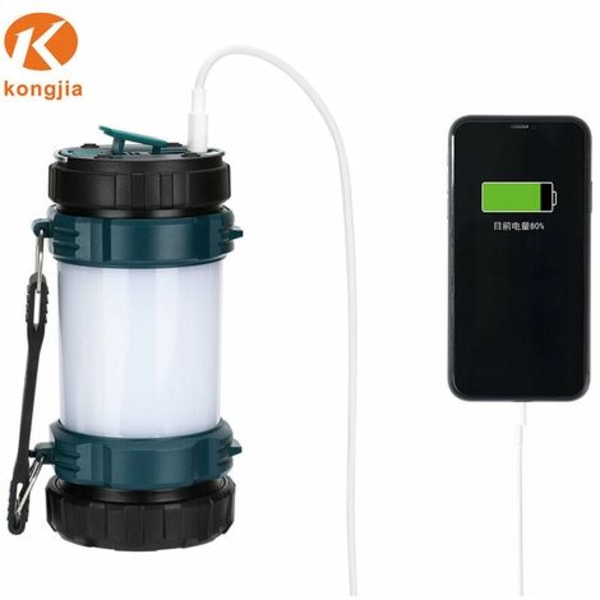 1000 Lumens uppladdningsbar LED-lykta, ultrakraftig, 4000mAh batteri, 4 lägen campingljus, USB kabel ingår, IPX4 W