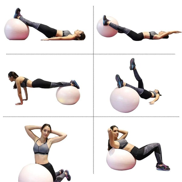 Træningsbold yogabold, til fitness, balance, stabilitet, fysioterapi, hurtig pumpe inkluderet Purple 65CM