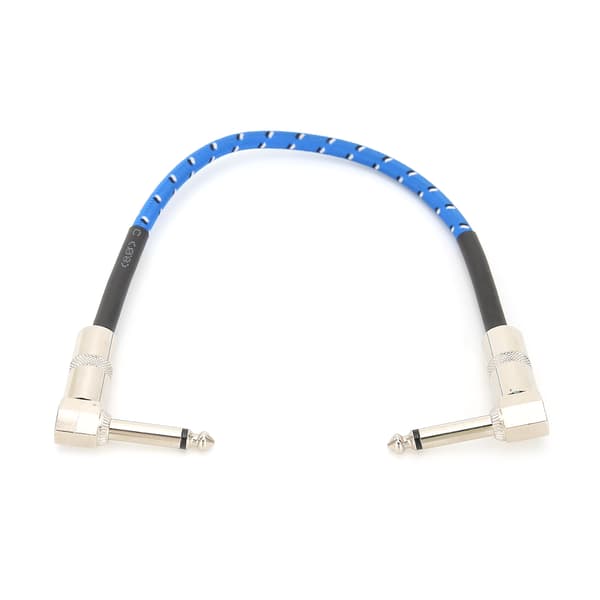 6,35 mm Elgitarr Effektkabel Dubbel 90 Graders Vinkel Gitarr Effektpedal Kabel Blå