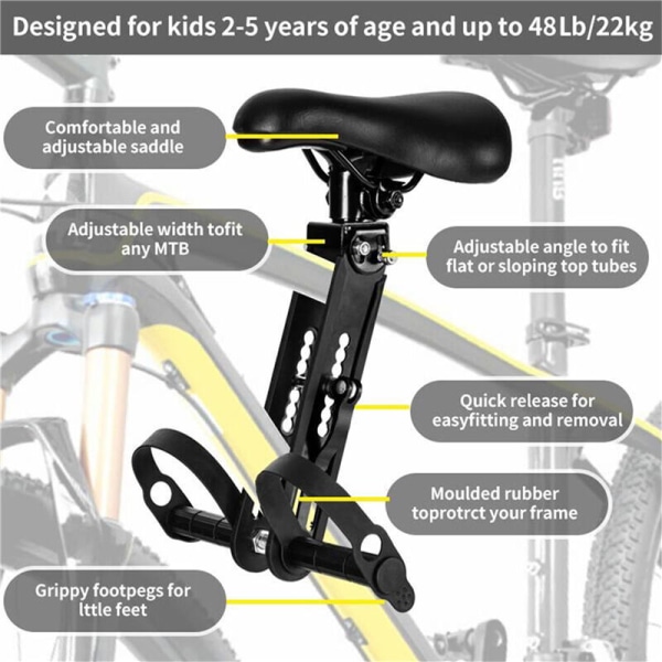 1460g Børnecykelsædehynde Udendørs børnecykelstel Forældre-barn stelmontering MTB Bike Barnesæde Dragt