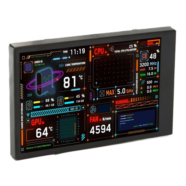 3,5 tums IPS dubbel USB C PC CPU-dataskärm ARGB chassitemaredigerare anpassningsbar layout