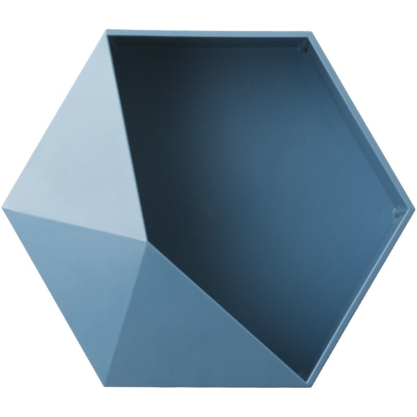 Sekskantet honeycomb væghylde, vægdekoration (blå 22*8,5*25,5 cm)