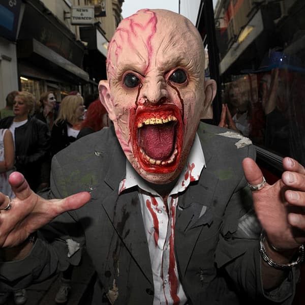 Halloween Skummel Blødende Brølende Lateks Hodeplagg Kostymefest Ansiktsmaske
