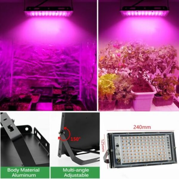 100W fuldt spektrum vækstlys LED-plantelampe fuldt spektrum LED-dyrelys til indendørs planter Hydroponiske grøntsager og Fl