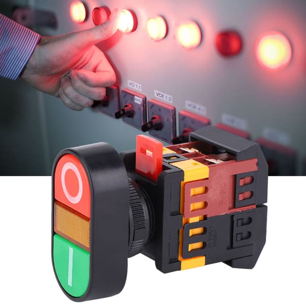 APBB 22 25N Dobbel Trykknappbryter LED-lys NoNC Momentær 380VAC