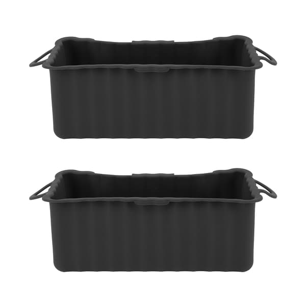 2 STK Silikonefedtopsamler til Blackstone Stegeplade Genanvendelig Rektangulær Fedtopsamlerkopforing til Camping Grill Sort