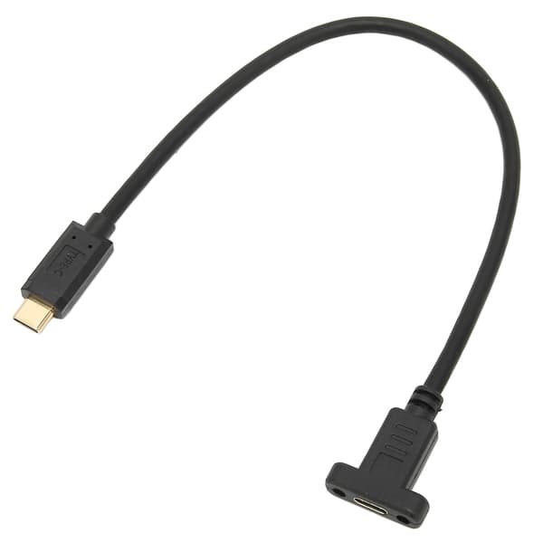 USB 3.1 Typ C Hane till Hona Förlängningskabel 0.3M 10Gbps Guldpläterad Datakabel Panelmontering Skruvhål