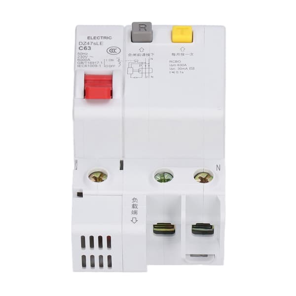 Miniature Strømafbryder Reststrømsisolator DIN-skinne Montering 230V 63A 1P+N DZ47sLE C63