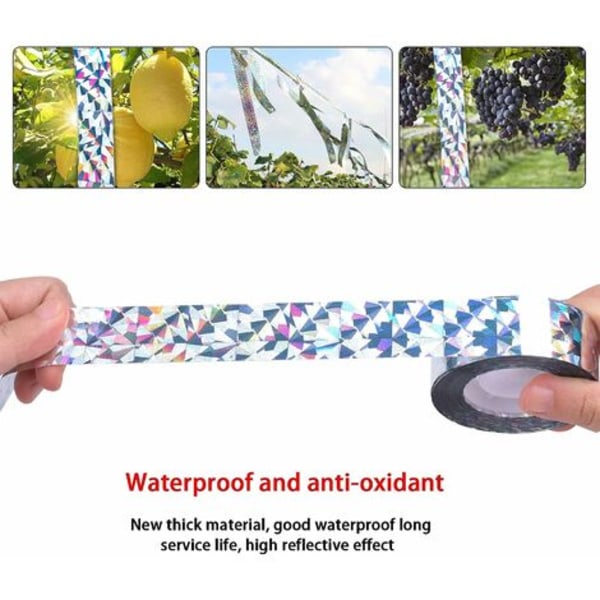 Anti-bird tape, 2 anti-bird reflekterende tape, anti-bird tape, reflekterende tape til have og gård (2,4 * 50 m)