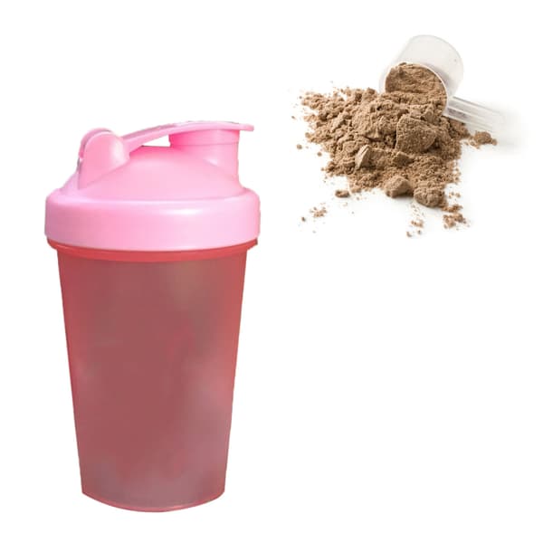 Protein Pulver Shaker Kopp 500ml Rosa med Rostfri Stålkula