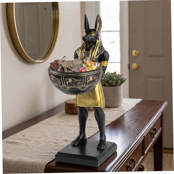 Anubis, Anubis Statue Egyptisk Statue Med Opbevaringsskål Egyptisk Indretning Til Nøgle, Mønt, Slik, Småting, Sort Og Guld Anubis