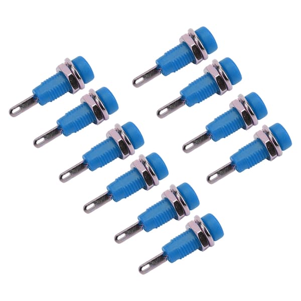 10 stk. J.40003 2 mm bananstik panelstik forlænget poststikadapter blå til elektroniske instrumenter