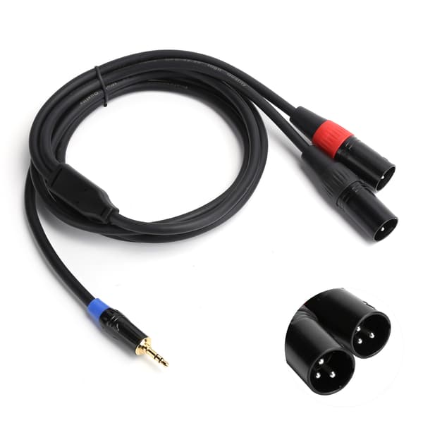 3,5 mm han til 2 XLR han lydkabel 5 m 16,4 ft til mixer effektforstærker