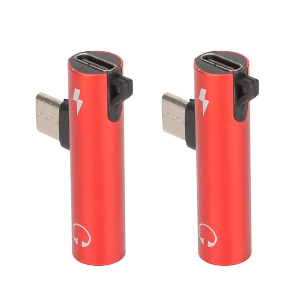 2 STK USB C til 3,5 mm lydstikadapter 2 i 1 opladning lyd ABS til telefon tablet rød