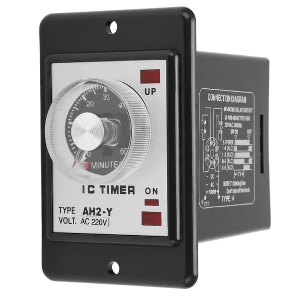 AH2 Y 60M Mini Tidsforsinkelsesrelæ 8 Ben Pointer Controller ABS Skal Automationsudstyr 220VAC
