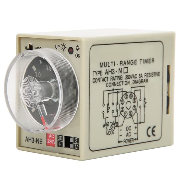AH3 NE AC220V Mini Multi Tidsperiod Justerbart På Fördröjning Tidsrelä Dubbelläge