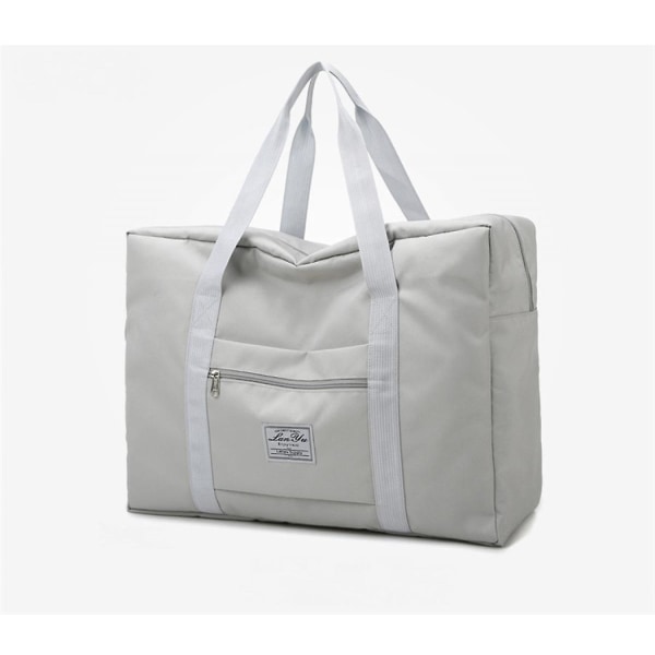Handbagage med stor kapacitet, resväska för korta avstånd, förvaringsväska, packbar gymväska för kvinnor och män ljusgrå