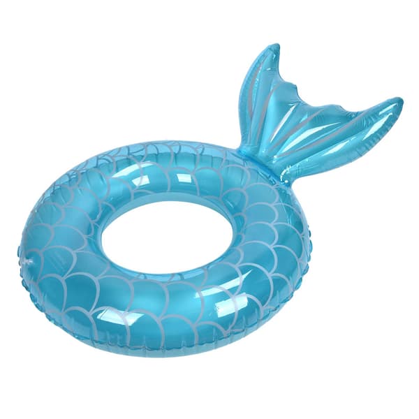 Blå Fishtail Oppustelig Badering Pool Float til Voksen Strandferie