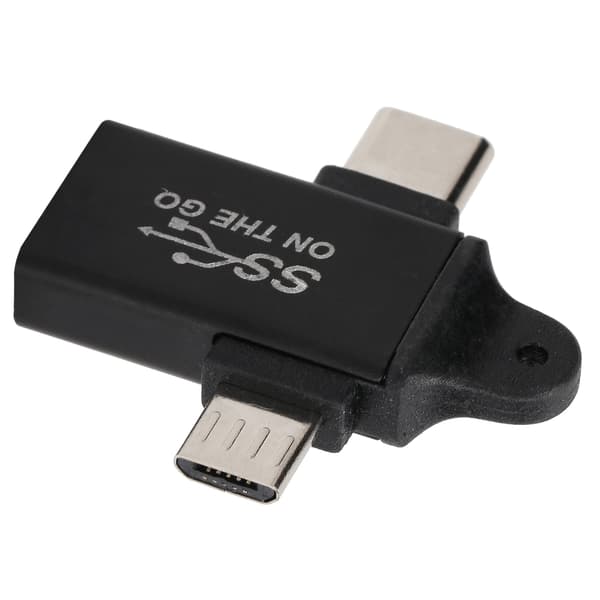 2 i 1 OTG-omvandlare USB 3.0 till Micro USB och Type C-adapter stöder höghastighetsdatasynkronisering snabbladdning