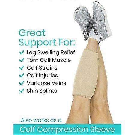 Adjustable Shin Guard Compression Wrap for Calf Muscle Pain Relief - Beige