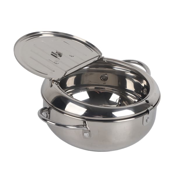 Frituregryde i rustfrit stål med termometer, non-stick frituregryde