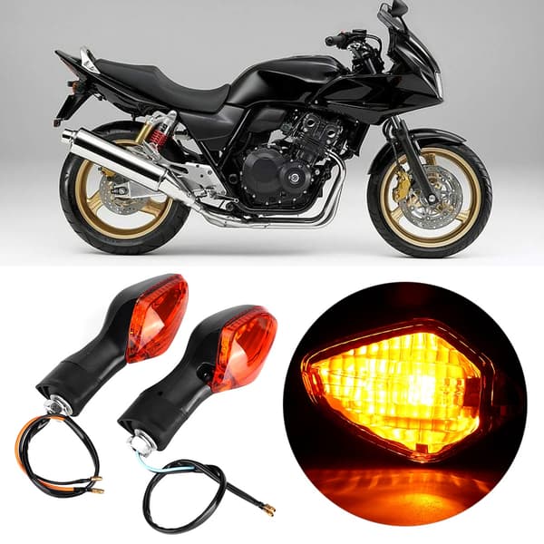 1 par blinklysindikatorlampe egnet til Honda CRF250L motorcykel modificeret sort gul