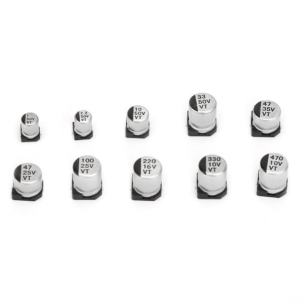 200 stk. 10-50V SMD Elektrolytkondensatorsæt 1uF 470uF E Cap Kondensator Sortiment