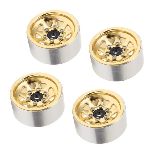 4st RC Bil Hjulnav 1.0in 7mm Hex Silver Yttre Triangulära 9 Hål Metallfälgar Koppar Crawler