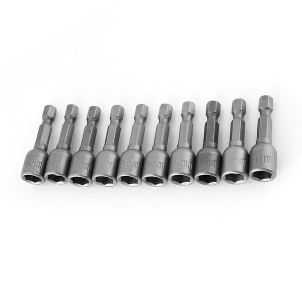 10 stk. 1/4 tommers skaft metrisk sekskant pipe magnetisk muttertrekker sett for drill