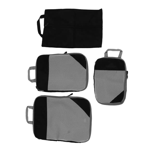 Vattentäta kompressionspackningskuber Resväska Organizer Väskor för Kläder Underkläder Skor 4-pack Svart