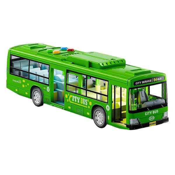 ABS Stor Bus Legetøj, ABS Materiale, Med Belysning Musik, Åbne Døre, 28.5*7.5*6.5cm, Flere Farver green