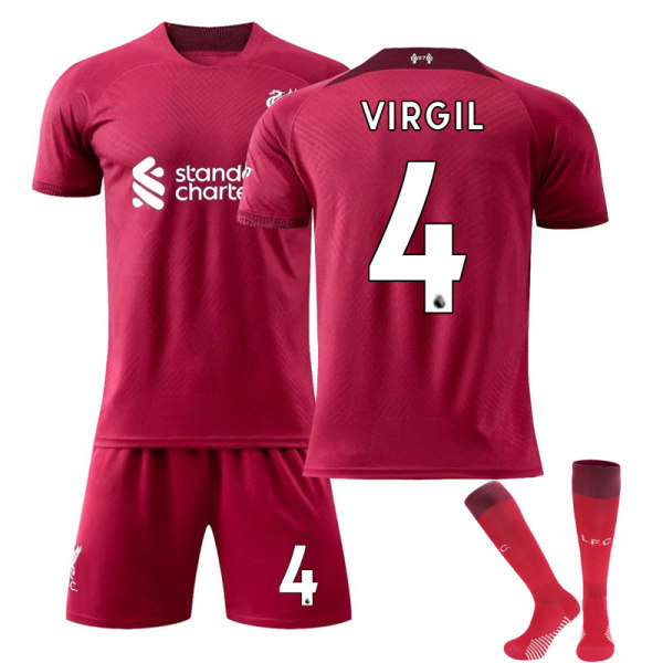 22-23 Liverpool Home Kids skjortesæt No. 4 Virgil 18