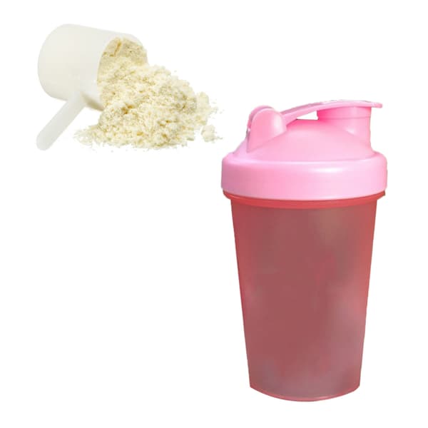Protein Pulver Shaker Kopp 500ml Rosa med Rostfri Stålkula