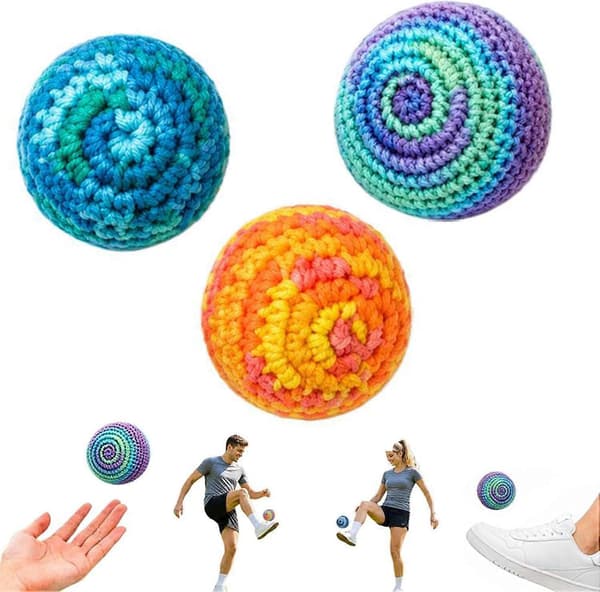 Hacky Sack Håndlavede Strikkede Fodboldssække Til Voksne - 2 Tommer Hæklede Jongleringsbolde, Levende Gradient Hacky Kick Sack Sæt Til Koordinationstræning