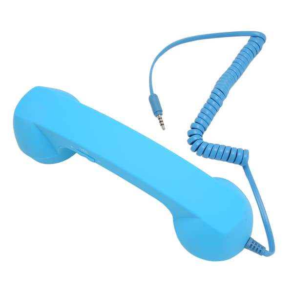 Retro Strålingssikker Kablet Telefonhåndsæt 3,5 mm Stik til Smartphone Computer Himmelblå