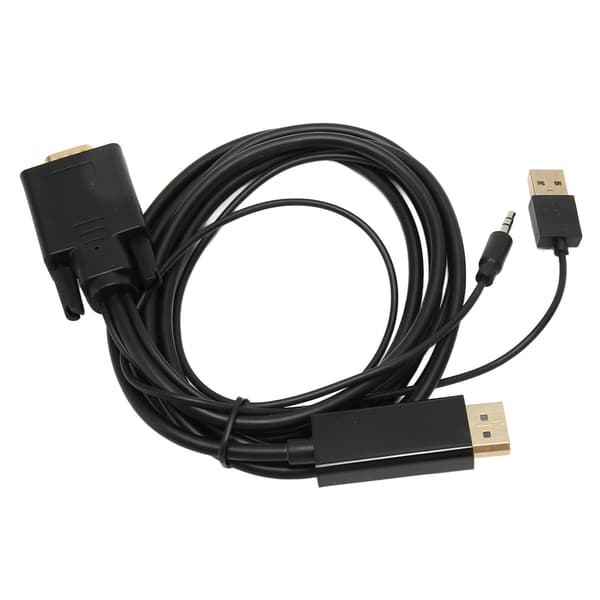 VGA till DP-kabel med strömljud för stationär dator, bärbar dator, bildskärm