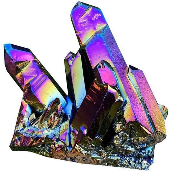 Naturlig Regnbåge Kristall Geode Stenkluster Exemplar Heminredning