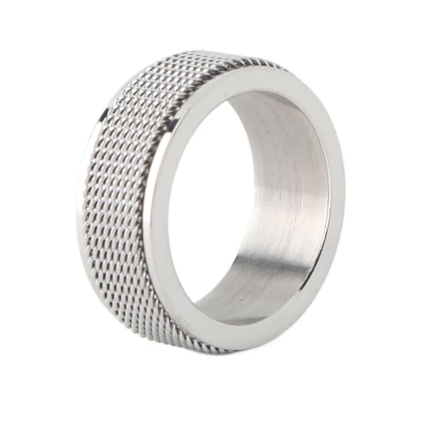 8MM Herre Titanium Stål Støjfri Spinner Ring Angst Stress Relief Sølv 65mm 2.6in