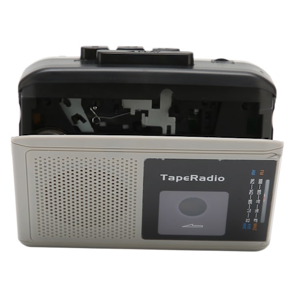 Bärbar kassettbandspelare AM FM-radio bandspelare stöder 2 strömförsörjningsmetoder svart grå
