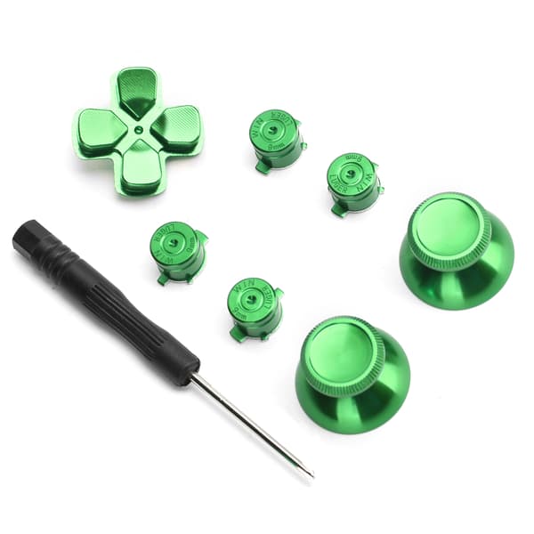 PS4 Spilcontroller Aluminium Legering Knapper Tommelfinger Stick Sæt Reservedele Grøn