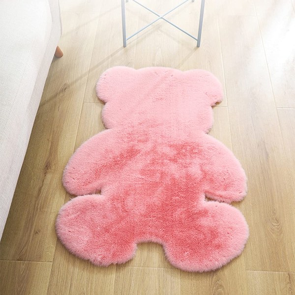 Pörröinen matto, pehmeä sarjakuvaeläinpehmomatto, luistamaton koristelattiamatto (vaaleanpunainen, 75 * 105 cm),