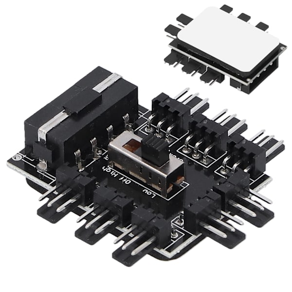 8-vejs Computer Blæser Hub Splitter Hastighedsregulator 3-Pin Forlængerkabel Stort 4-Pin Interface