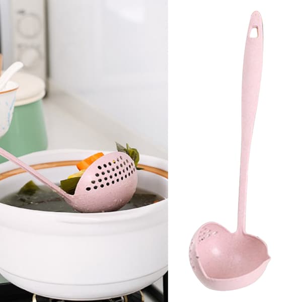 Rosa 2 i 1 Silskopa Hållbar Robust Pipdesign Hängande Hål Soppslev för Gryta Kök Matlagning