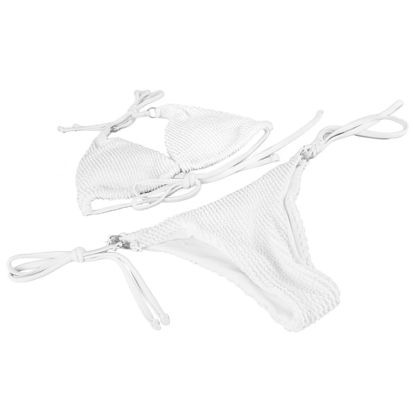 2-delt badedrakt Crossover Bikini Sett Side Tie Dame Summer Beach Swimming White M